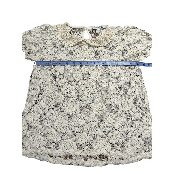 Forever 21 Cream Lace Top Peter Pan Collar S Coquette GUC - Picture 10 of 12